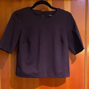 Plum houndstooth cropped blouse